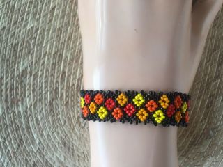 Unique Mexican Huichol Bracelet Art Beaded Adjustable Jewelry Hand Made B - 029
