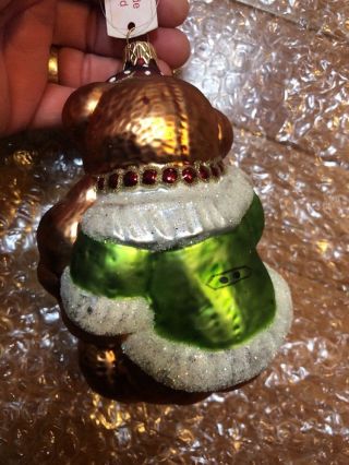 Slavic Treasures Brown Teddy Bears Blown Glass Christmas Tree Ornament POLAND 2