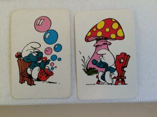 Vintage Swap / Playing Card Pair - Comic - Smurfs - Cartoon - Blank Backs
