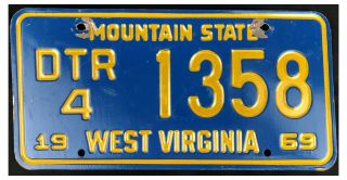 West Virginia 1969 Trailer Dealer License Plate Dtr/4 1358
