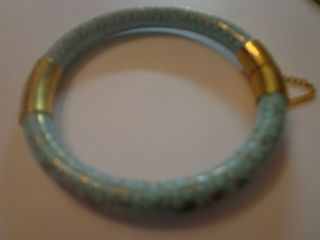 Vintage Chinese Blue Cloisonne Bangle Bracelet 2.  5 In