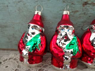 vintage Christmas tree ornaments glass Santa set of 6 3
