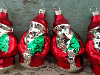 vintage Christmas tree ornaments glass Santa set of 6 4