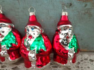vintage Christmas tree ornaments glass Santa set of 6 5