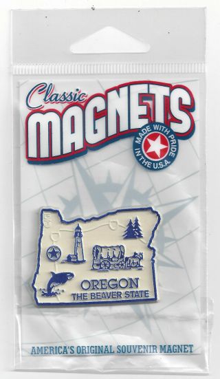 Oregon " The Beaver State " Outline Map Magnet In Souvenir Bag,