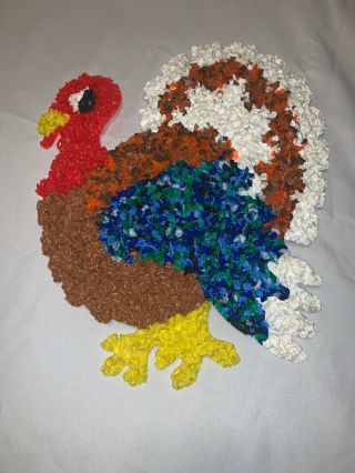 Vintage Melted Plastic Popcorn Thanksgiving Turkey Decoration