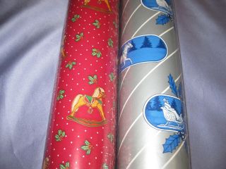 2 Vintage Rolls Christmas Wrapping Paper Artfaire 60 Sq Ft Papercraft 80 Sq Ft