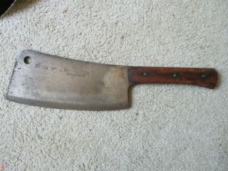 Antique Primitive F Dick No 184 9 " Meat Cleaver Germany 12x37 Wood Handle