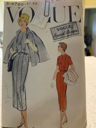 Vintage Vogue Special Design 4760 Uncut With Sew In Tag 1957