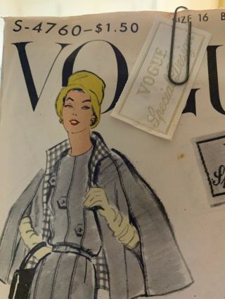 Vintage Vogue Special Design 4760 Uncut With Sew In Tag 1957 2