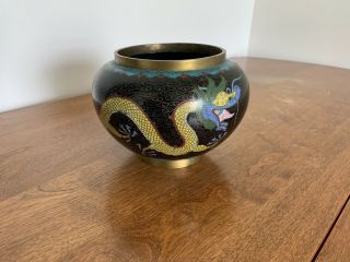 Antique Chinese Cloisonne Bowl With Imperial Dragon.  1900’s