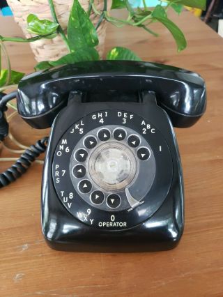 Vintage Automatic Electric Brand Black Rotary Dial Desk Telephone