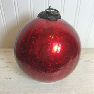 Large 5  Diameter Red Christmas Glass Kugel Ornament