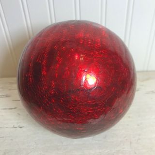 Large 5  Diameter Red Christmas Glass Kugel Ornament 2