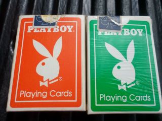 Playboy Playing Cards 2 Decks Green & Orange