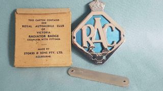Rare Stokes Unmounted 1950s Royal Automobile Club Of Victoria Car Radiator Badge