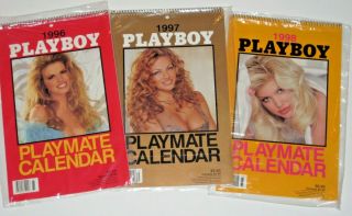 3 - Vintage Old Playboy Wall Calendars 1996,  1997 & 1998