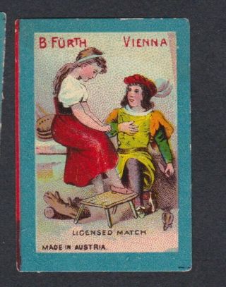 Old Matchbox Label Glazed Austria Bn68898 Woman Man