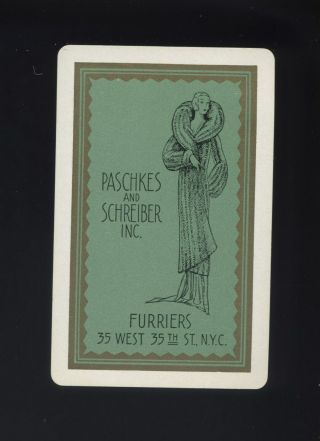 Vintage Furries Advertising Swap/playing Card Woman Modelling Long Fur Cloak