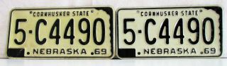 1969 69 1970 70 1971 71 Nebraska Ne License Plates Dodge County 5 - C4490