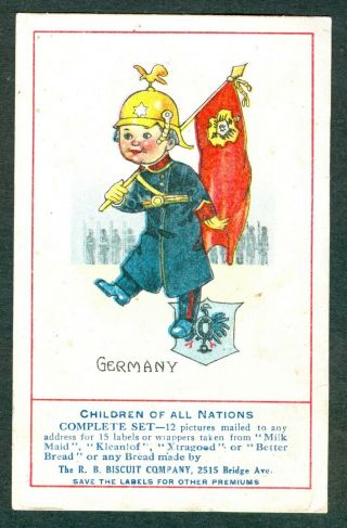 1920s Germany Children Of Nations Bread Card Unrecorded? U.  S.  A.  R.  B.  Biscuit Co
