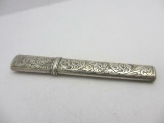 Sterling Silver Needle Case Victorian C1860 Floral Chased 6.  5 X 1 Cm.  K305