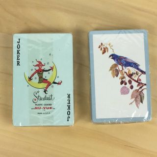 Vintage Stardust Bird Playing Cards Nu - Vue Plastic Coated Us 2 Decks