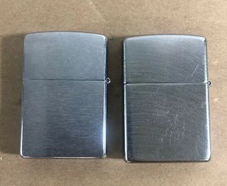 Two Zippo Lighters 2005 & 2013 Silver D9