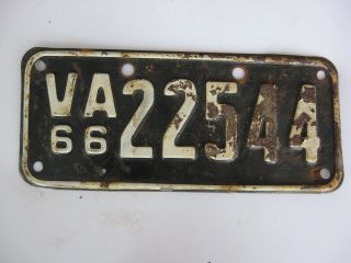 Virginia 1966 Motorcycle License Plate 22544
