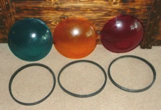 (3) Plastic 12 Inch Eagle Signal Traffic Light Lenses With Gaskets