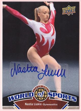 Nastia Liukin 2010 Upper Deck World Of Sports Auto 201 Gymnastics Autograph