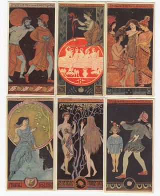Full Set Of 6 Vintage 1899 Mythology Trade Card Hercules Paris Eris,