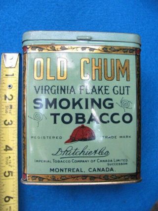 Vintage Old Chum Virginia Flake Cut Canister Tobacco Tin