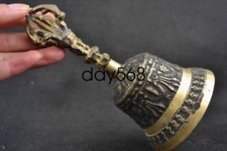 Chinese Handwork Carved Bronze Bell Figurine Collectibles Lj412