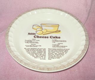 Vintage Stoneware Watkins Cheesecake Recipe Cake Pie Plate