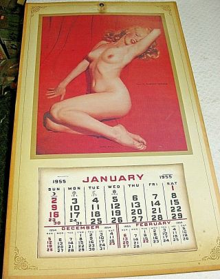 Vintage Marilyn Monroe 1955 Calendar 10  X 17  Complete Year V.  G.  Golden Dreams