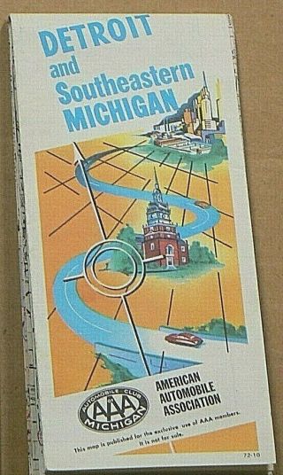 1972 Aaa Street Map Of Detroit And Southeastern Michigan