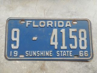 Florida 1966 License Plate 9 - 4158
