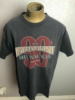 Vintage 1993 Harley Davidson 90 Year Anniversary Shirt Sz Large Distressed