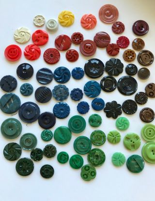 Vintage Button Packs - 75 Mixed Casein Buttons A75 - Various Sizes & Colors