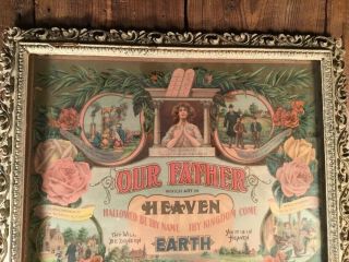 1911 Lords Prayer Ten Commandments Antique Wonderful Framed Art Holistic Inspire 2