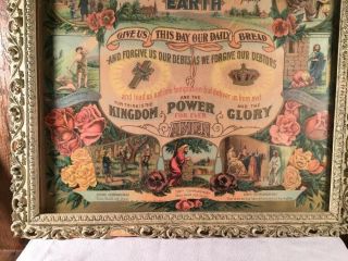 1911 Lords Prayer Ten Commandments Antique Wonderful Framed Art Holistic Inspire 4