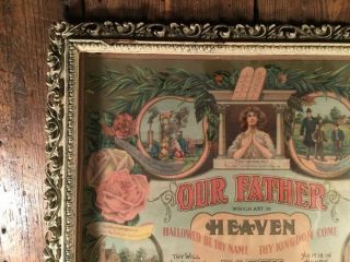 1911 Lords Prayer Ten Commandments Antique Wonderful Framed Art Holistic Inspire 8