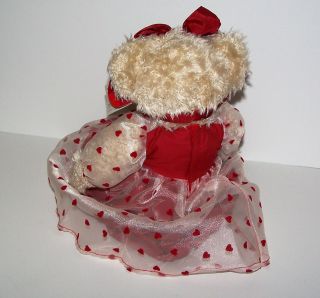 Russ Berrie Claudette Thoughts of Love Hearts Red Bow Dress Plush Teddy Bear 3