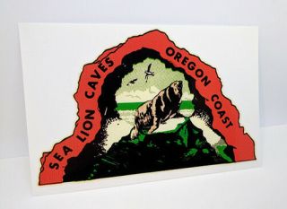 Sea Lion Caves Oregon Coast Vintage Style Travel Decal,  Vinyl Sticker