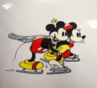 Disney Unframed Limited Edition Serigraph Cel Of Mickey & Minnie " On Ice "