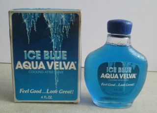 Vintage Ice Blue Aqua Velva Cooling After Shave 4 Fl Oz Bottle With Box