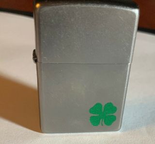 Zippo Lighter “bit Of Luck” Four Leaf Clover Irish Brushed Nickel (j 15 Code)