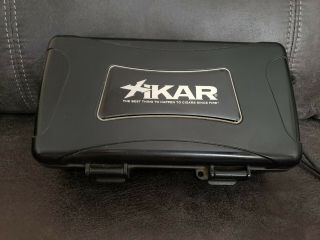 Xikar 10 Cigar Black Plastic Travel Humidor And Filled With Cigar Bands