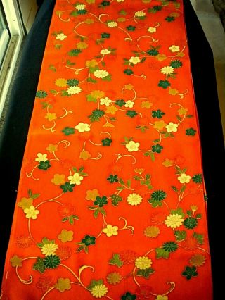 F - 416 Vintage Silk Kimono Fabric - Mum Arabesque - 14 " X 68 "